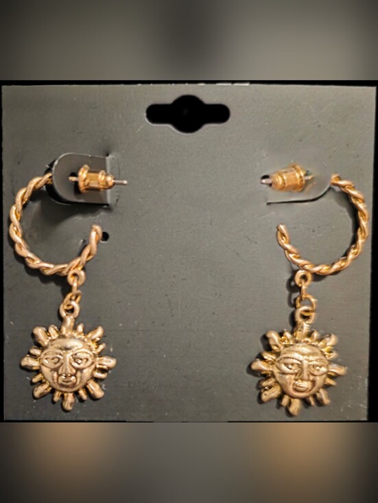 Jewelry - Sun Charm Hoop Earrings